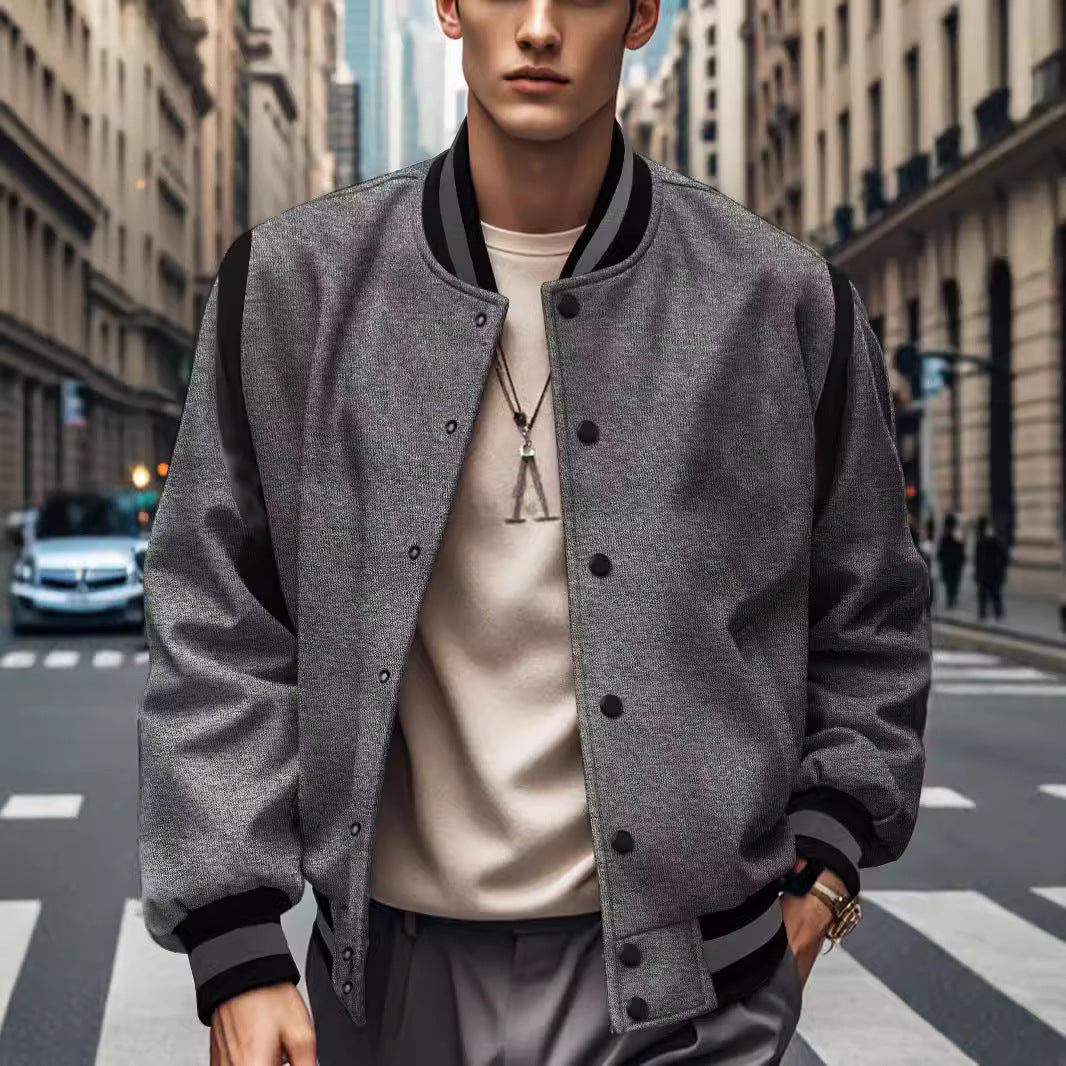 Men's Bomber Jacket With Contrasting Sleeves Street-wave Urban Streetwear Essential For Men