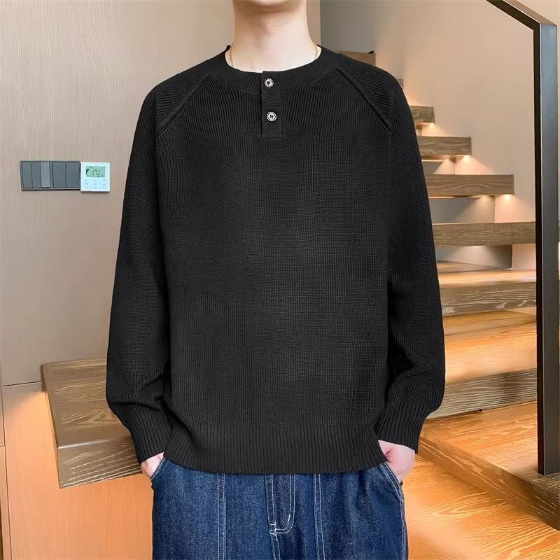 Mens Knit Pullover With Convertible Collar Premium Texture Street-wave For Men Everyday Comfort