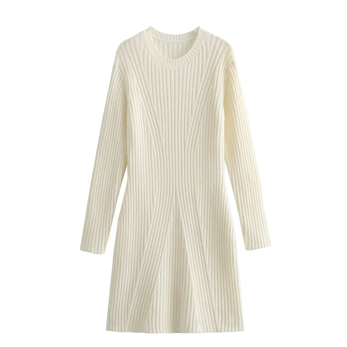 Street Wave Womens Knit Dress With Modern Rib Design Elegant Versatile Office To Weekend Wear
