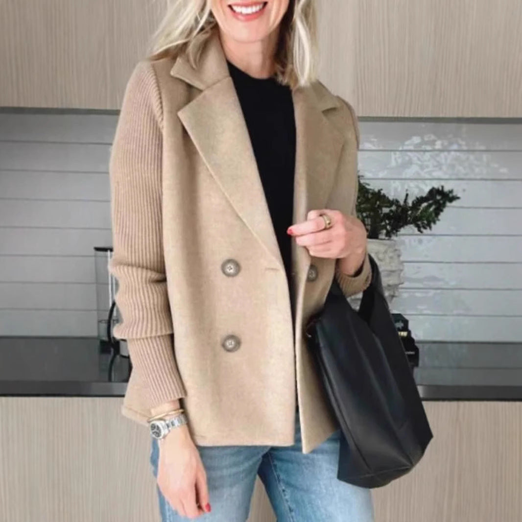 Street-Wave Women Double Breasted Blazer Jacket With Structured Sleeves Chic Officewear