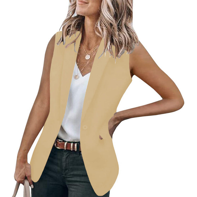 Streetwave Women's Sleeveless Blazer With Modern Pockets Elegant Versatile Office Chic