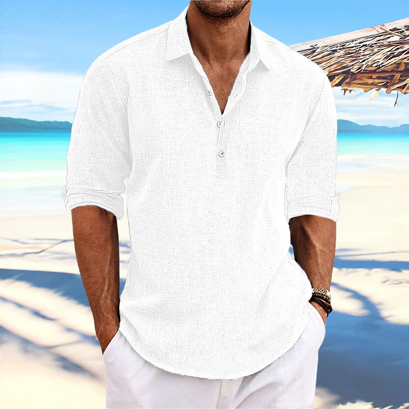 Street-Wave Mens Textured Long Sleeve Henley Shirt For Casual Comfort And Everyday Style
