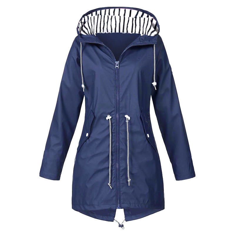 Street-Wave Women Water-Resistant Rain Jacket With Adjustable Hood And Functional Pockets