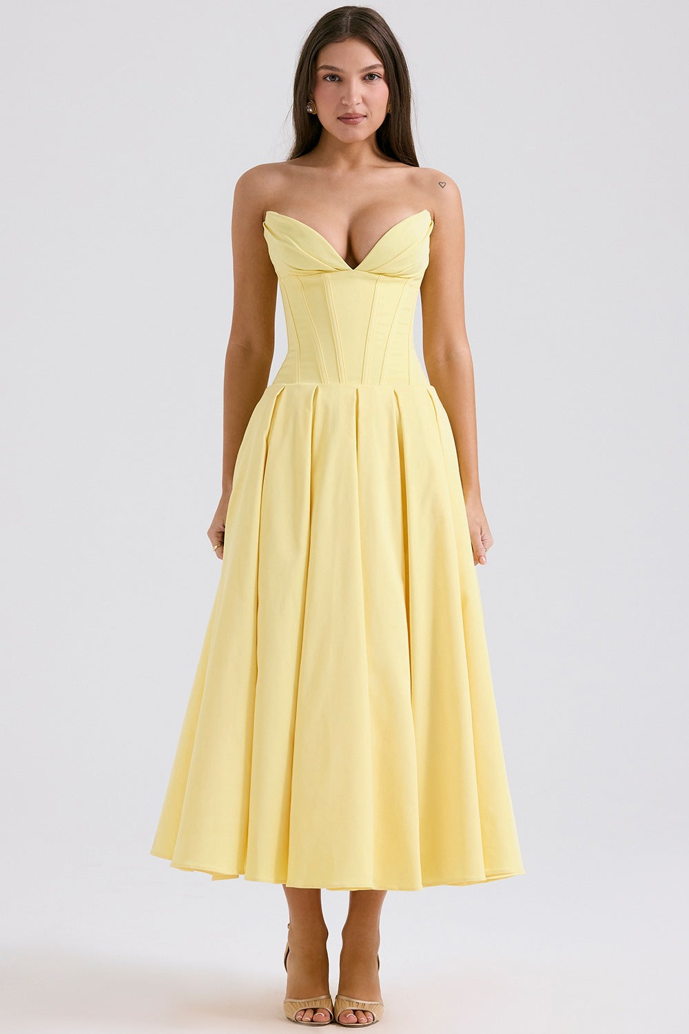 Street Wave Strapless Lavender Evening Dress With Fitted Waist A Line Silhouette For Elegant Women