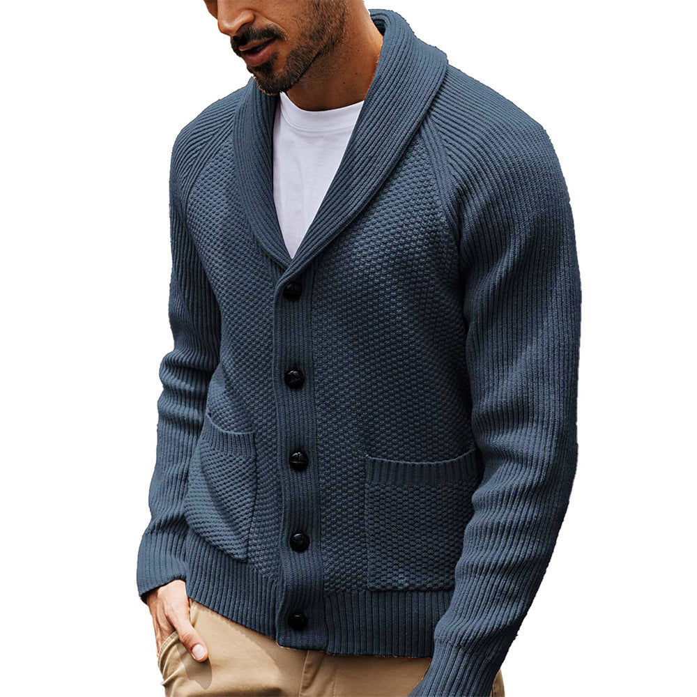 Men's Cardigan With Textured Knit And Shawl Collar By Street-Wave For Modern Men Everyday Comfort