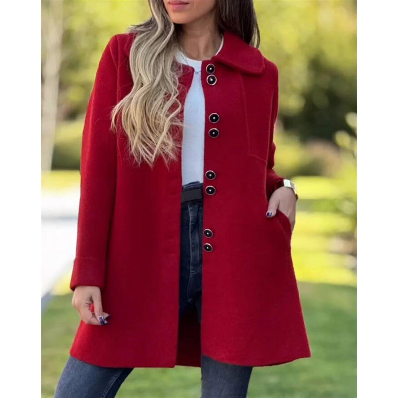 Street-wave Wool Coat For Women Tailored Fit Chic Warmth
