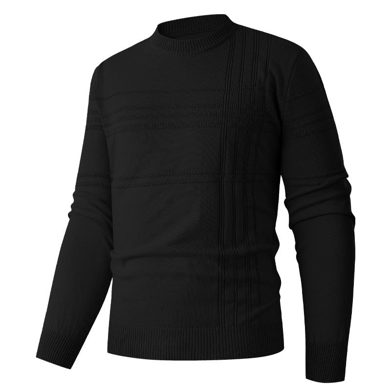 Mens Premium Cotton-Blend Sweater With Structured Pattern Crew Neck Street-wave For Modern Men