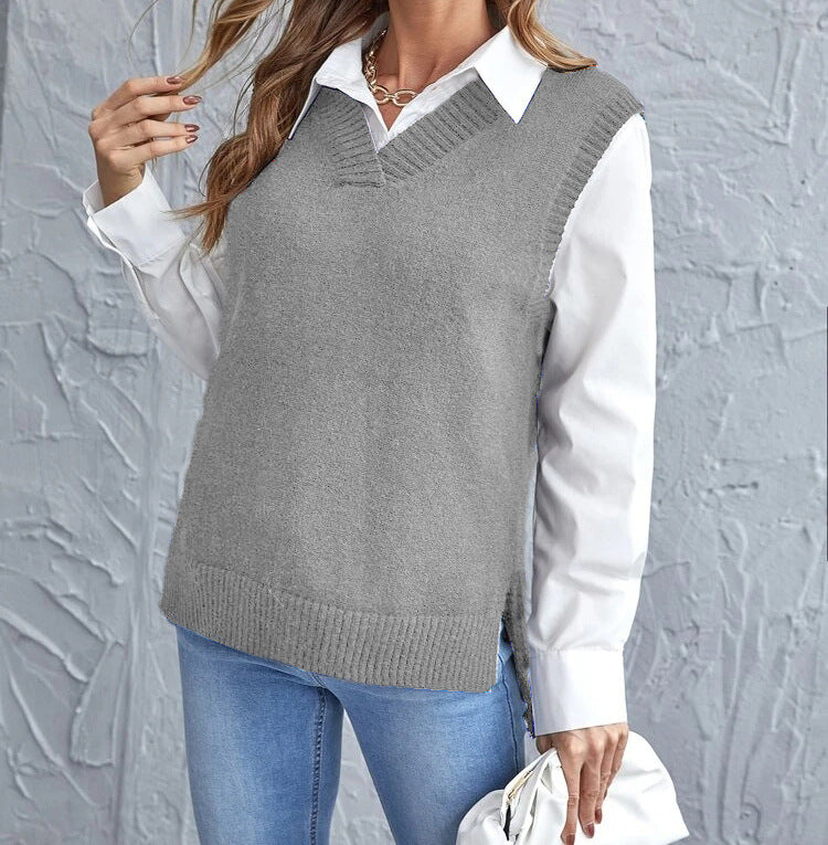Streetwave Womens Layering Knit Vest V Neck Pullover For Casual Everyday Style Versatile Comfort