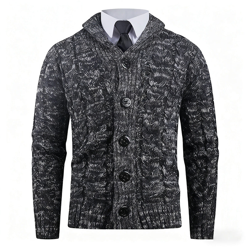 Street-wave Men's Cable Knit Cardigan With Shawl Collar Cozy Yet Stylish Winter Essential
