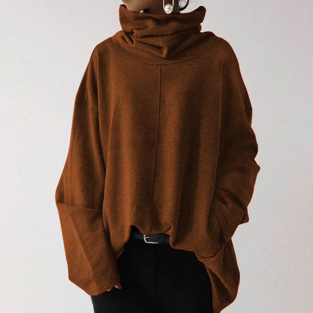 Turtleneck Sweater Street-wave for Women Grey Oversized Cozy Knit Chic Everyday Warmth