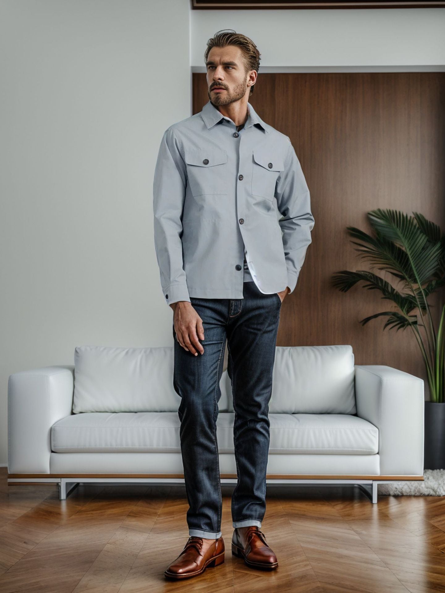 Street-wave Men's Casual Utility Jacket Breathable Fabric Modern Fit For Everyday Urban Wear
