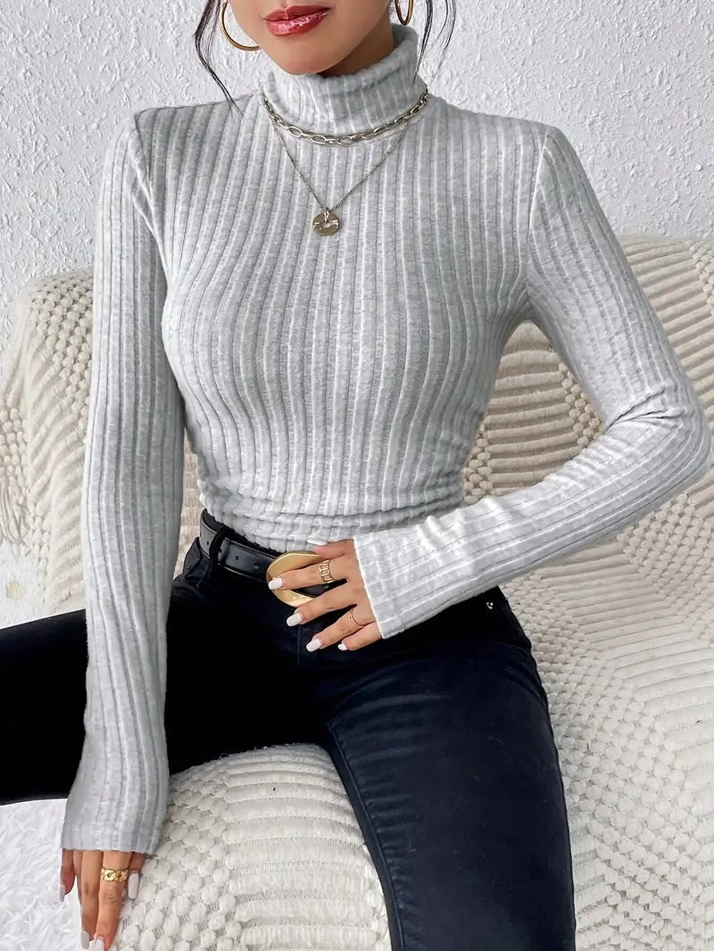 Streetwave Womens Ribbed Knit Turtleneck Sweater Long Sleeve Cozy Warm Chic Everyday