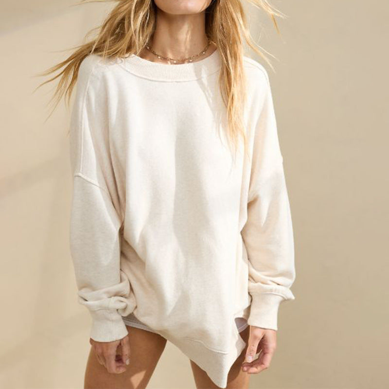 Street-wave Women Oversized Sweatshirt With Asymmetric Cut For Cozy Modern Loungewear
