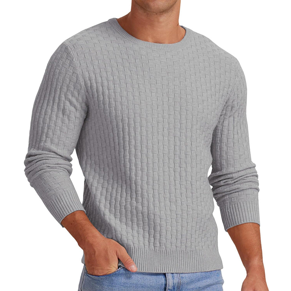 Streetwave Men Textured Crew Neck Sweatshirt Structured Knit For Modern Comfort Everyday