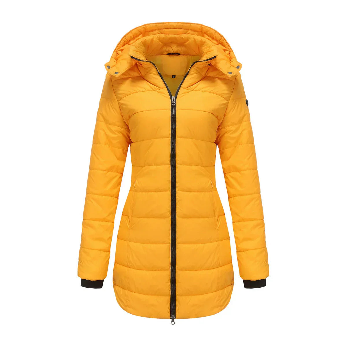 Streetwave Women Insulated Puffer Jacket With Removable Hood And Ribbed Cuffs Mid Length