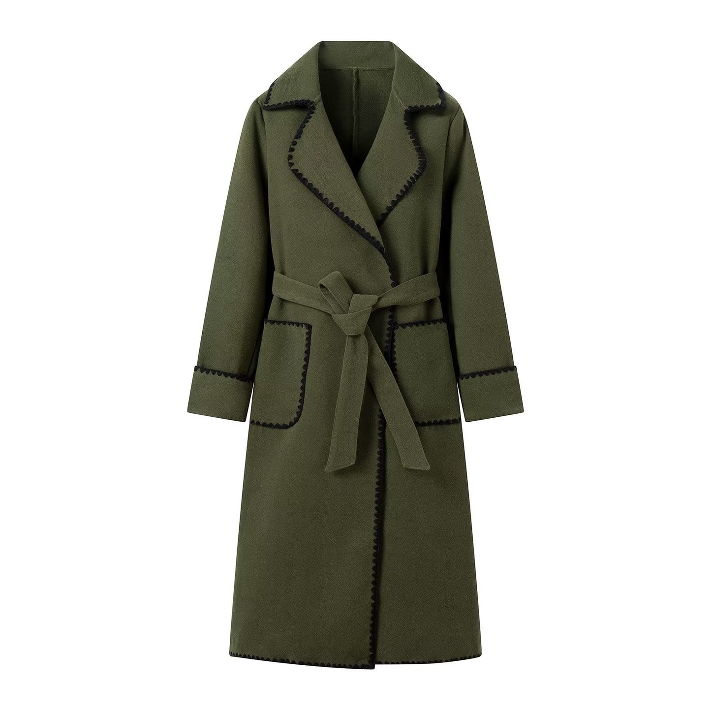 Elegant Transitional Coat For Women By Streetwave With Decorative Belt And Premium Pockets