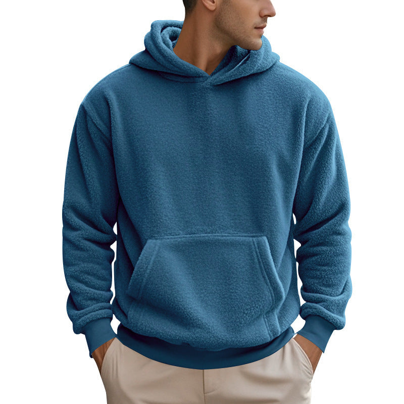 Street Wave Men's Fleece Hoodie With Kangaroo Pocket Modern Cut For Cold Weather Comfort
