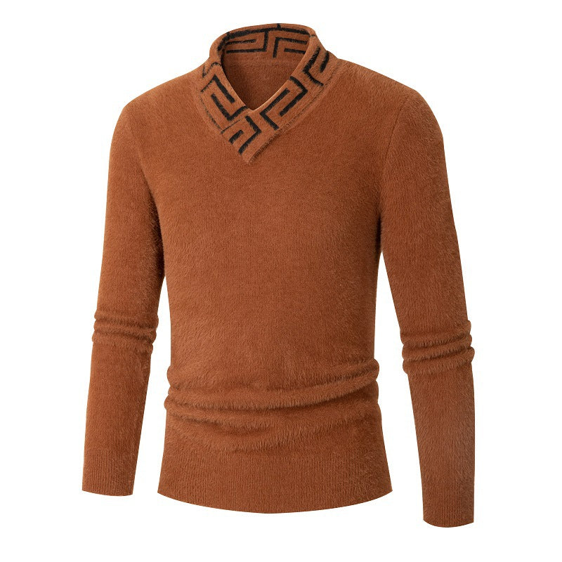 Mens Wool Sweater With Stand Collar Streetwave Cozy Structured Knit For Him Everyday Comfort