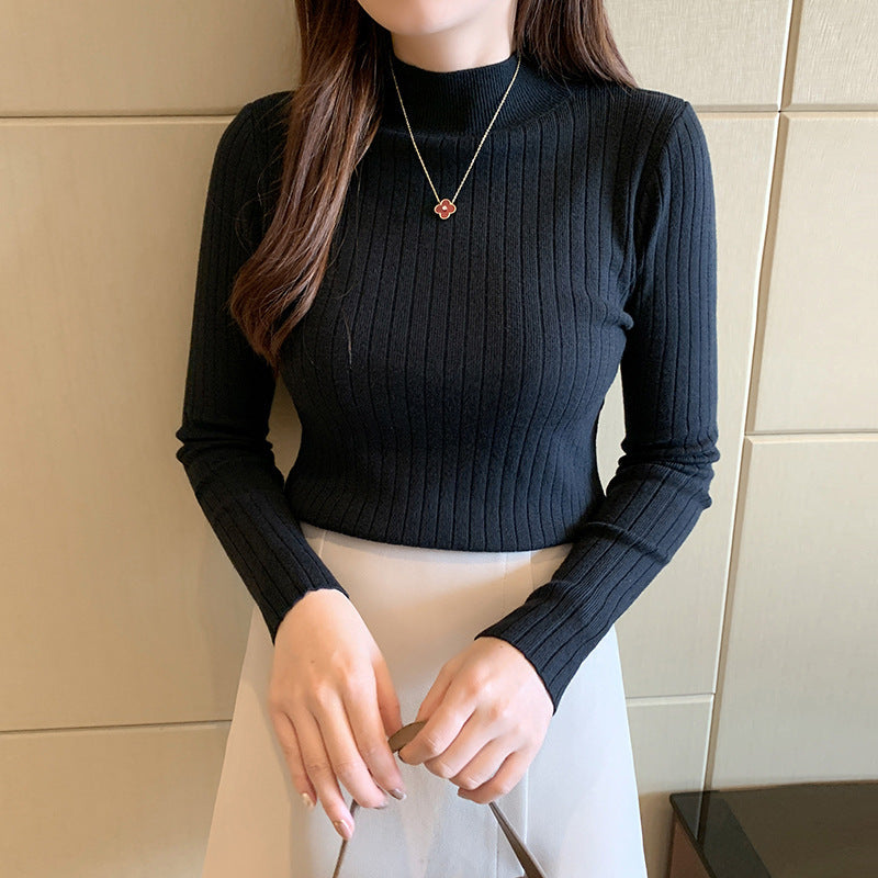 Street-Wave Ribbed Turtleneck Top Unisex Cozy Knit Warmth