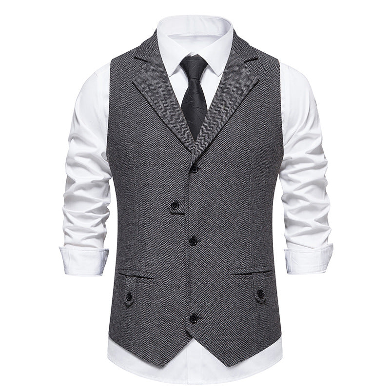 Street Wave Men's Herringbone Waistcoat Timeless Classic Pattern For Style Conscious Professionals