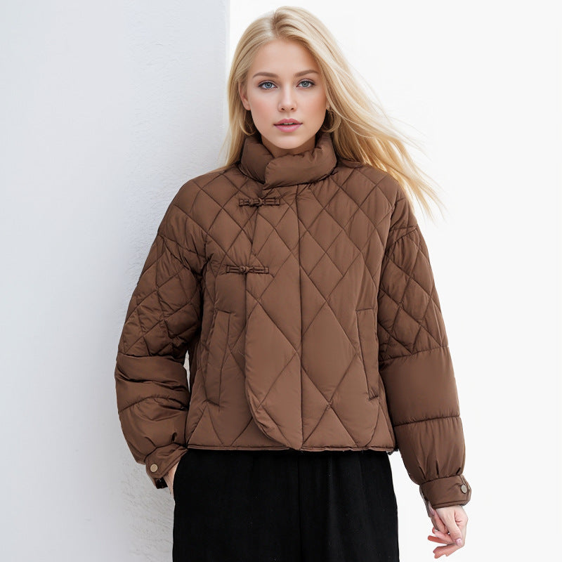 Streetwave Womens Quilted Jacket With High Collar And Snaps For Cold Weather Warmth