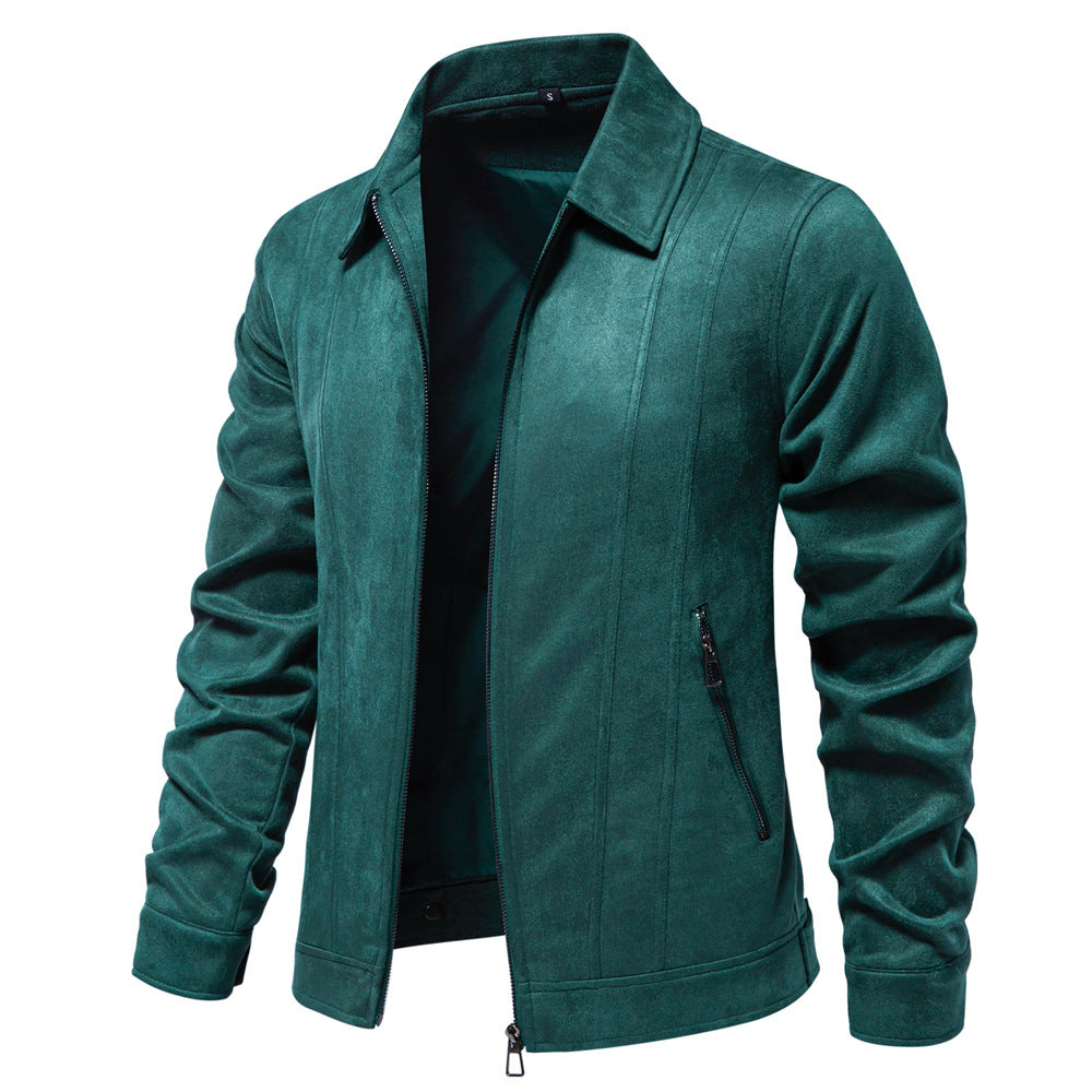 Street-Wave Men's Stylish Faux Leather Jacket With Structured Design And Side Zipper Pockets