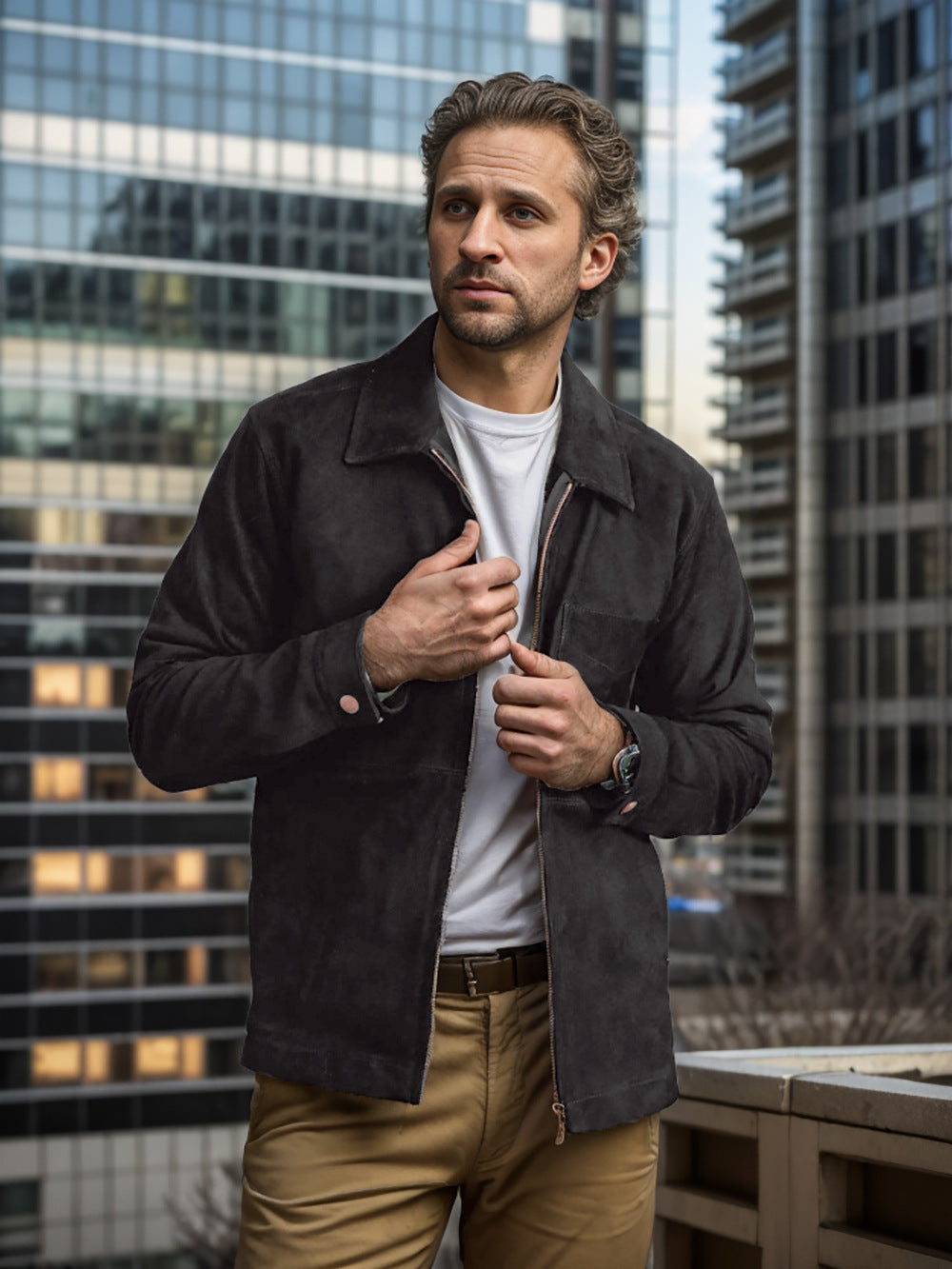 Street-wave Softshell Jacket For Men With Stand-Up Collar, Lightweight Transitional Weather Protection