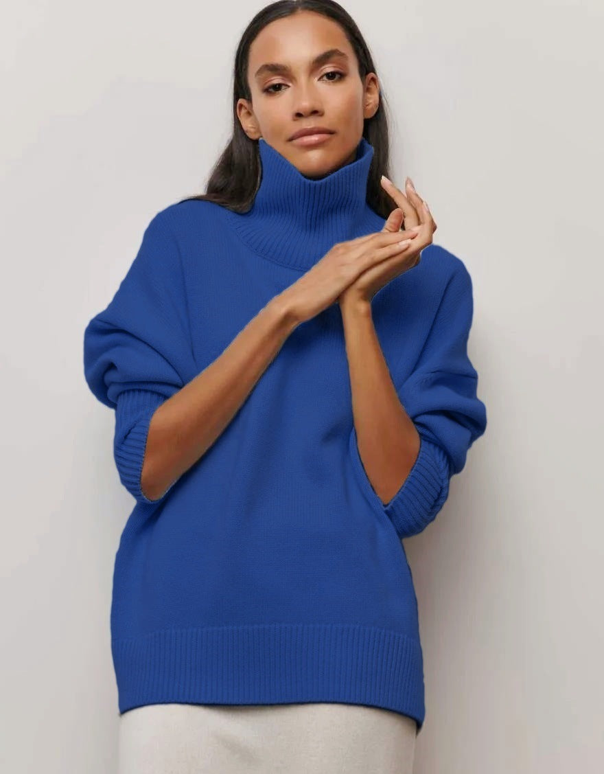Street-wave Women's Cozy Turtleneck Sweater With Breathable Cotton And Relaxed Fit
