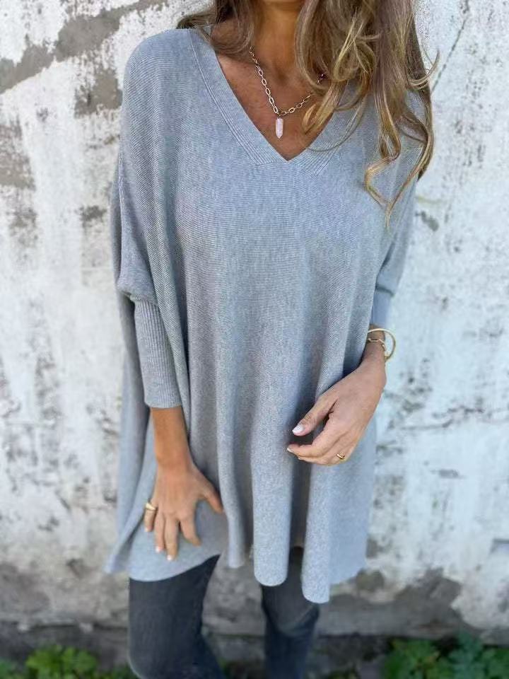 Streetwave Women Oversized V Neck Sweater Airy Breathable Cotton For Casual Days