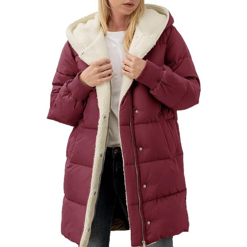 Street-Wave Nina Reversible Cotton Puffer Coat With Hood For Women Cozy Winter Luxury
