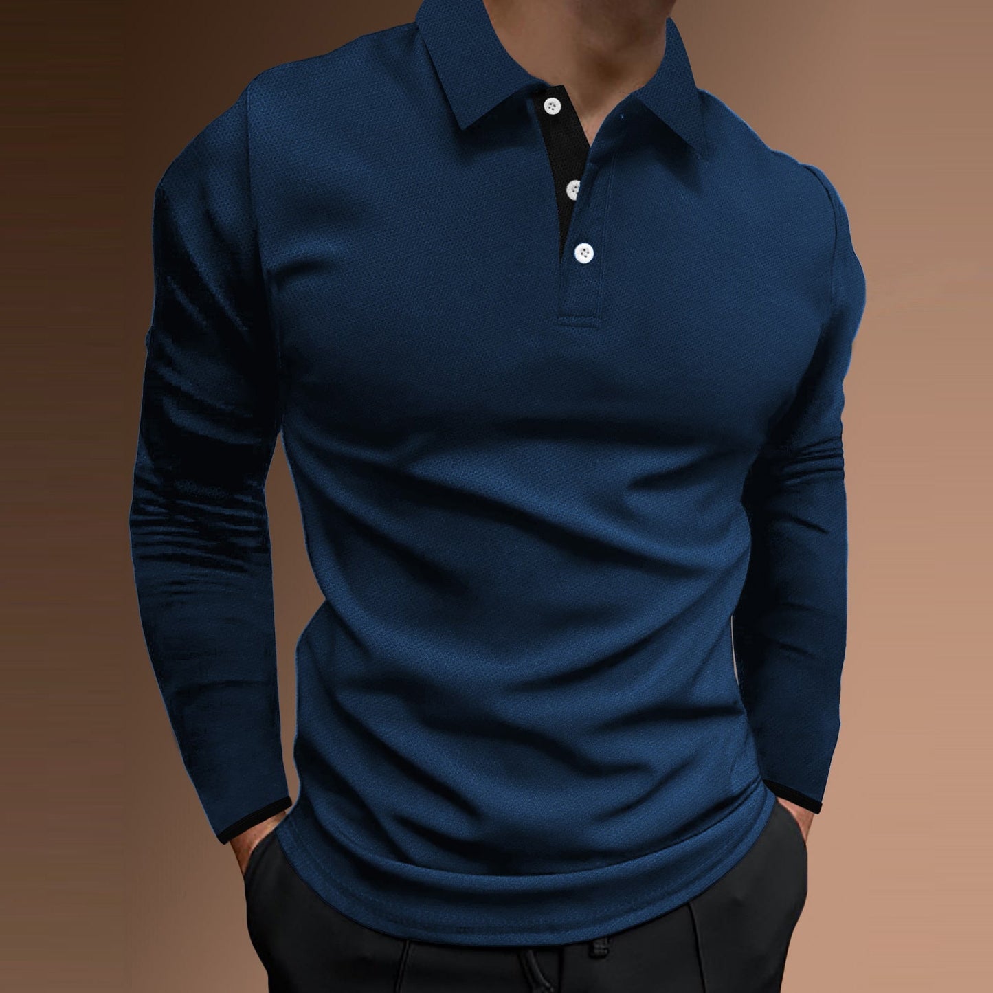 Street Wave Long Sleeve Polo Shirt For Men Elegant Premium Structured Weave Breathable Fabric
