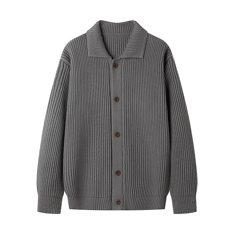 Street-wave Men's Knit Cardigan With Soft Cotton Blend And Sporty Shawl Collar For Everyday Casual Wear