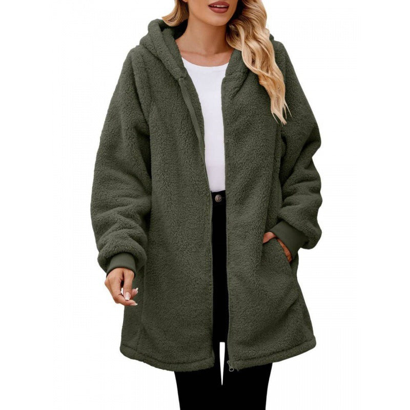 Street-wave Women's Cozy Fleece Hooded Jacket for Warmth, Soft Comfort and Style