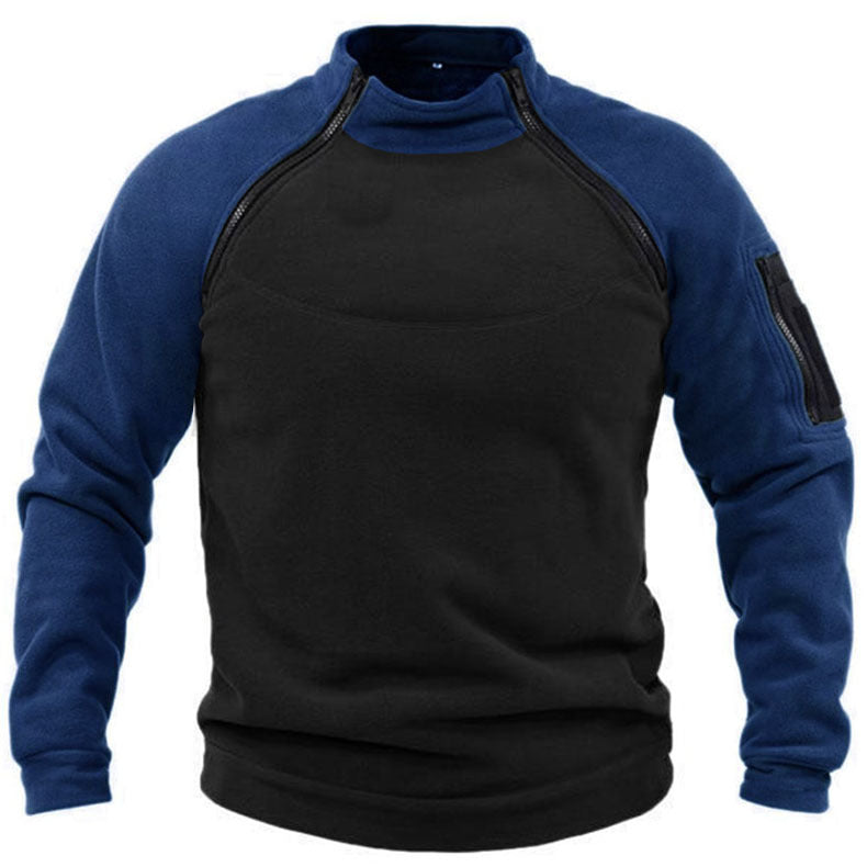 Streetwave Men's Fleece Pullover With High Collar And Functional Pockets For Outdoor