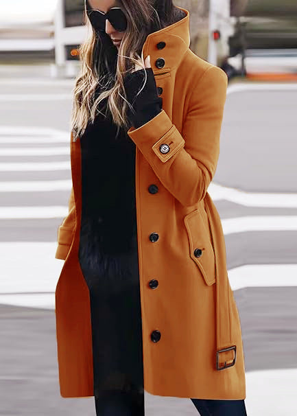 Street-wave Women's Elegant Double-Breasted Wool Coat Breathable Comfort Chic All Season Outerwear