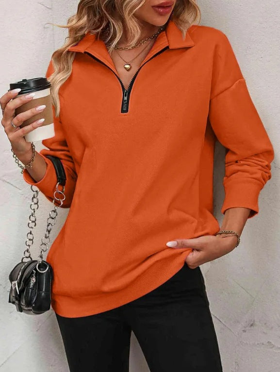 Womens Half Zip Sweatshirt Street-wave Cozy Breathable Everyday Comfort Ideal for Casual Wear