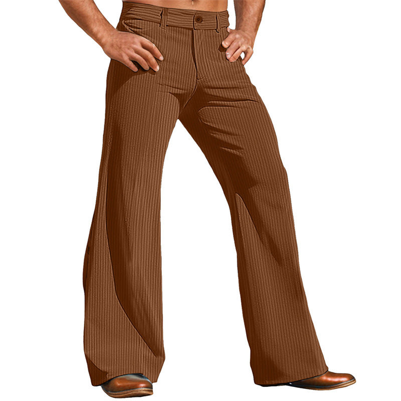 Street-wave Mens Vintage Striped Flared Pants for Stylish Everyday Wear and Casual Sophistication