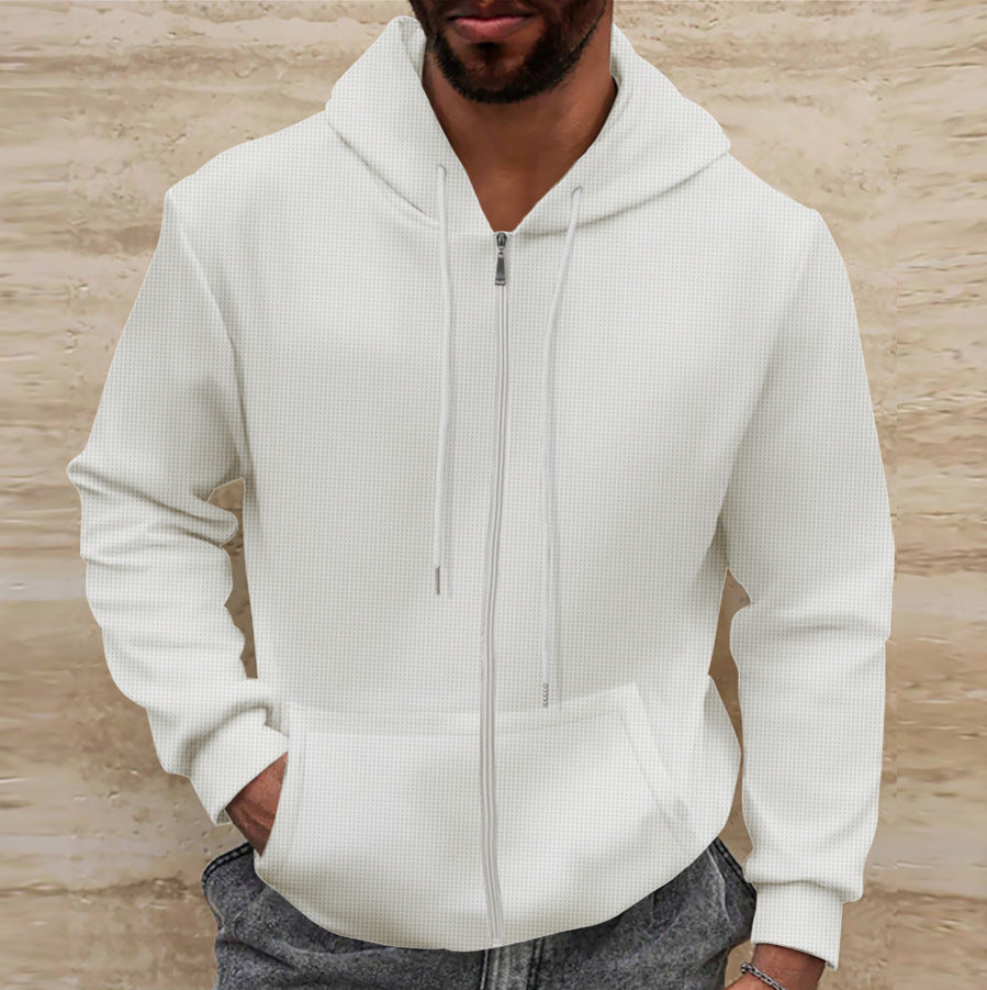 Street-Wave Men's Hoodie Jacket With Structured Texture Cozy Comfort And Practical Pockets