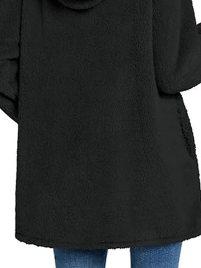 Street Wave Bear Ear Hoodie Women Plush Cozy Warmth With Ultra Soft Plush Fleece Inside For All Day Comfort