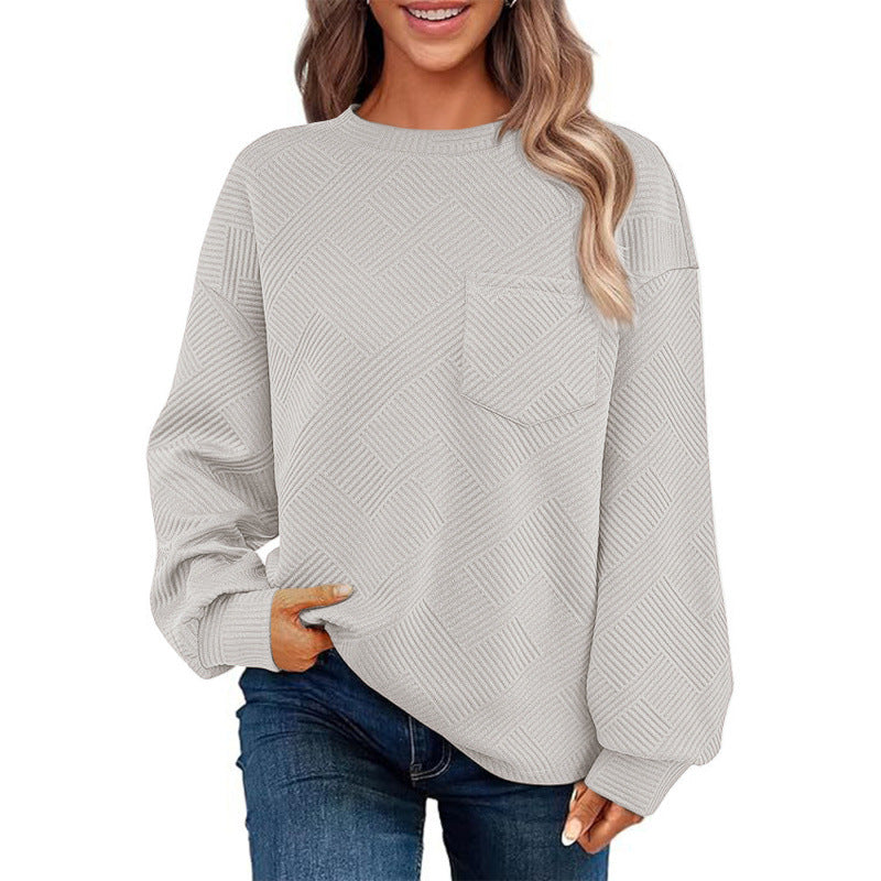 Knit Pullover Cozy Street Wave For Women Pink Pocket