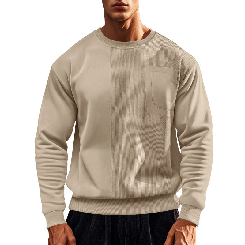 Street-wave Men's Athletic Sweatshirt With Structured Paneling And Practical Pocket For Active Comfort