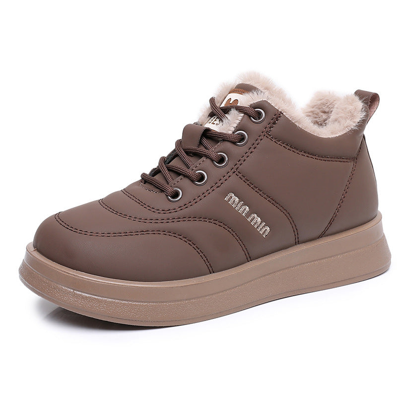 Street-Wave Women Warm High-Top Sneakers With Cozy Fleece Lining And Anti-Slip Sole