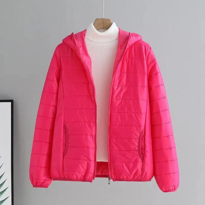 Womens Puffer Jacket Street Wave Hooded With Practical Pockets Warmth For Transitional Weather