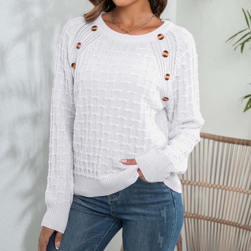 Streetwave Women's Pink Knit Pullover With Button Shoulder Details Lightweight Spring Sweater