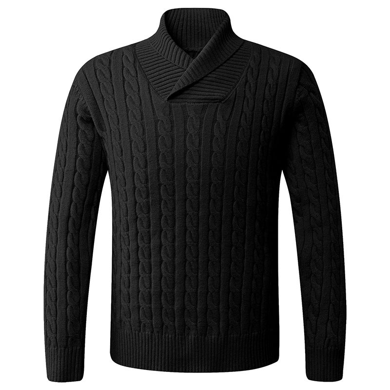 Streetwave Mens Cable Knit Wool Sweater With Shawl Collar For Cold Weather All Day Warmth