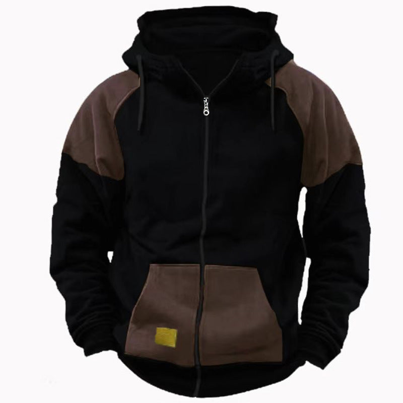 Street-wave Mens Sport Hoodie With Fashionable Contrast Panels For Everyday Streetwear