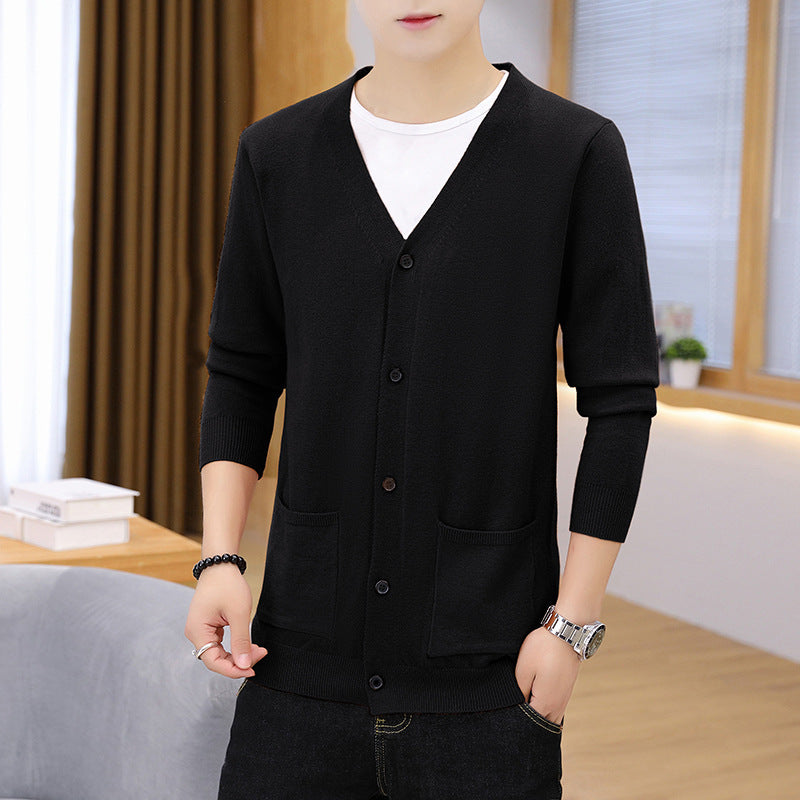 Street-Wave Mens Elegant Lightweight Knit Cardigan With Pockets For Breathable Comfort
