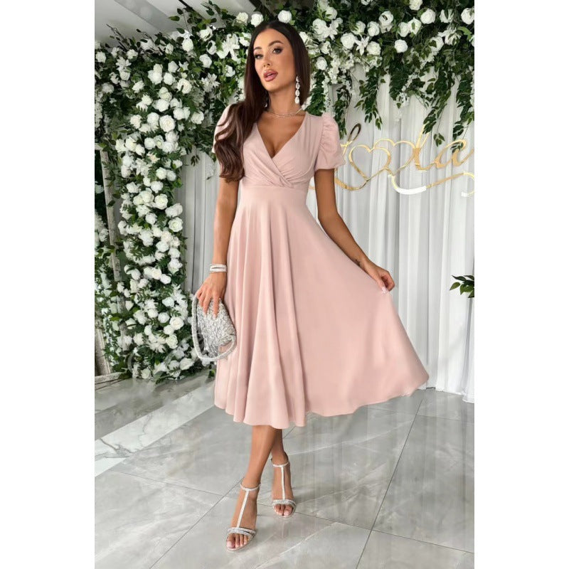 Street Wave Elegant A Line Midi Dress With Soft Pleats For Women Flattering Fit For Special Occasions