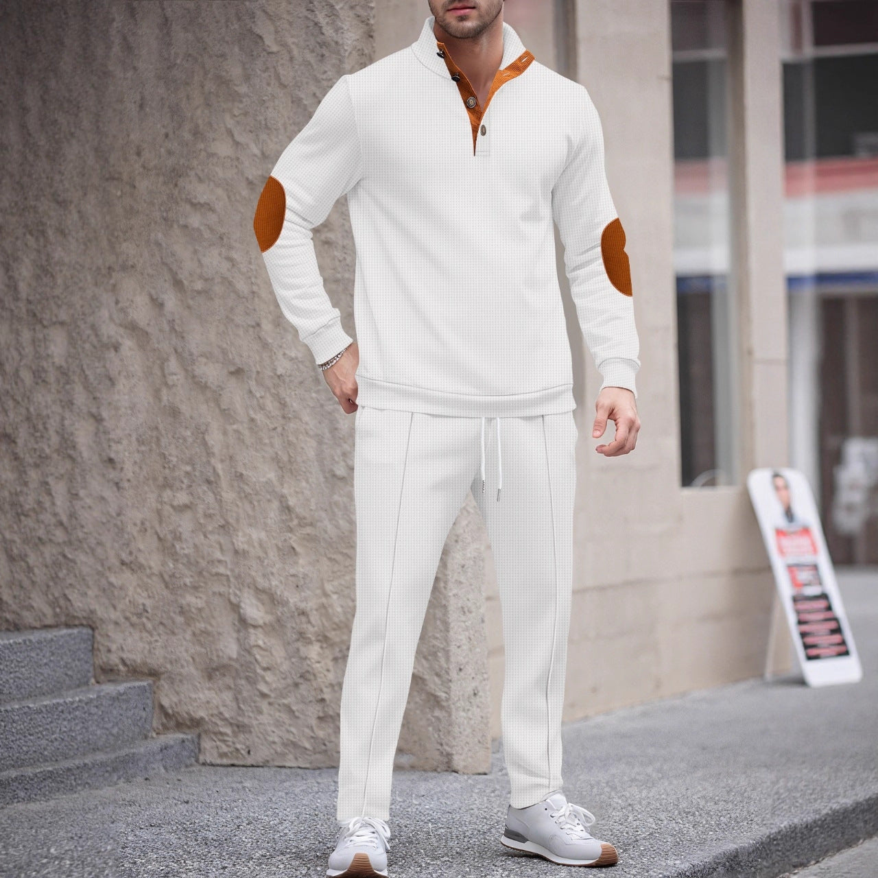 Mens Tracksuit Street-wave Modern Cut With Elegant Contrast Details For Active Men
