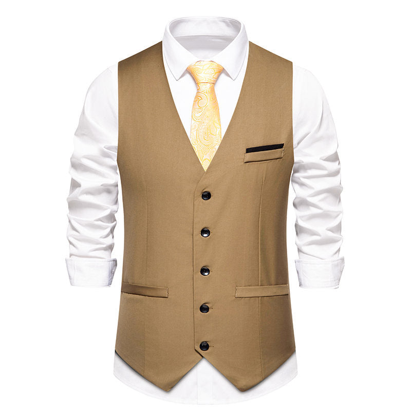 Street-wave Men's Gray Suit Vest With Fine Texture And Premium Material For Formal Events